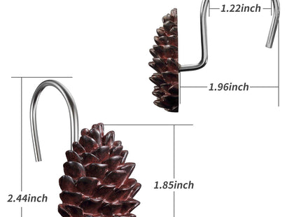 CHICTIE Pinecone Shower Curtain Hooks,12 Christmas Shower Rings Hangers
