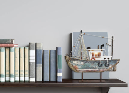 Wood Sailboat Nautical Decor with LED Light Decorative Sailing Boat Model