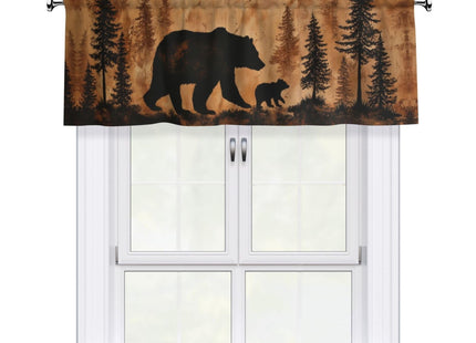 Worltoldb Forest Bear Curtain Valance Short Rod Pocket Window Treatment for Living Room Bedroom Kitchen Bathroom 1 Panel 54" W x 18" L