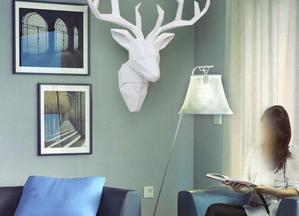 YJ Home Deer Head Wall Art - Geometrial Deer Head Sculpture Home Decor (White, XL)