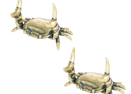 Blltzzz Crab Pen Holder,Brass Crabs Figurine,Funny Weightlifting Crabs Desk Pen Stand,Creative Crab Tea Pet,Gold Animal Decor for Office Home Display Bookshelf Decorations (2)