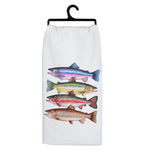 Koesus Coastal Beach Kitchen Towels, Rainbow Trout Fishing Beach Hand Towels for Bathroom Decor, Fish Decor Dish Tea Towels for Kitchen, 16x24 Inch