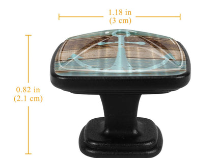 FangJianBei 4 Pieces Cabinets Drawer Pulls Handle Nautical Anchor Rustic Wood Print Hardware Square Knobs with Screws Bookcase Knob Kitchen Furniture Decor