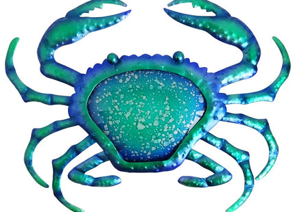 Comfy Hour 12" Blue Metal Crab Wall Decor, Nautical Ocean Theme Sculpture, Decorative Coastal Art for Beach House Patio & Bathroom, Artisan Crafted Iron Sea Animal, 1 Unit