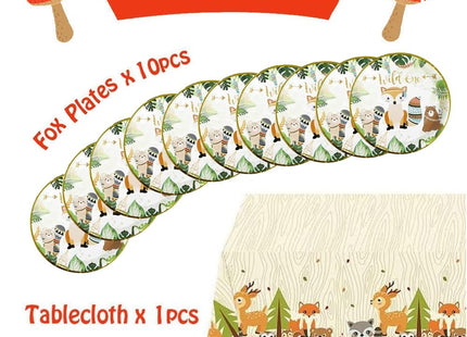 Fox Theme Birthday Party Supplies Decorations, 38PCS Fox Party Supplies Kit includes Fox Happy Birthday Banner, Fox Balloons and Various Party Tableware Supplies with Cartoon Fox