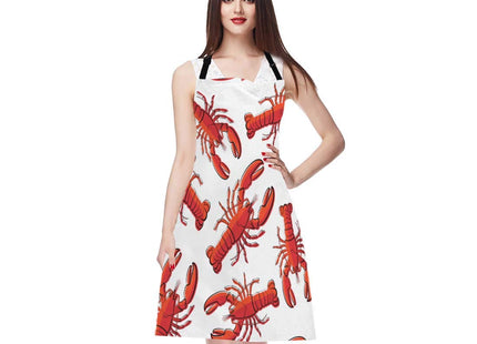 EKOBLA Lobsters Aprons Red Nautical Decorative Crayfish Fresh Seafood Ocean Animal Waterproof Resistant Chef Cooking Kitchen BBQ Adjustable Aprons for Women Men 27x31 Inch