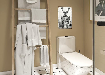 UBIMKW Deer Bathroom Metal Tin,Deer on Toilet Sign