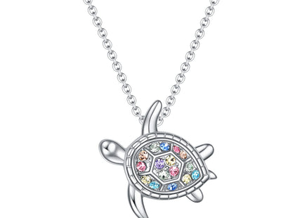 SUMFAN Sea Turtle Necklace Gifts for Girls Women,Rainbow Crystal Birthday Gifts Animal Jewelry Pendant Daughter (Sea Turtle Necklace)
