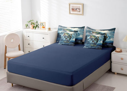 Feelyou Pike Fish Full Comforter Set with Sheets 7 Piece Bass Big Fish Bedding Set Ocean Fishing and Hunting Bed in a Bag