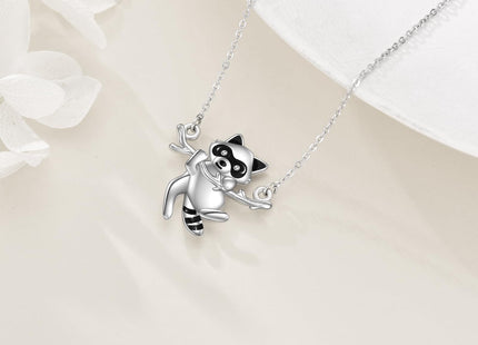 URONE Raccoon Necklace 925 Sterling Silver Cute Raccoon Pendant Animal Jewelry Gifts for Women(Raccoon)