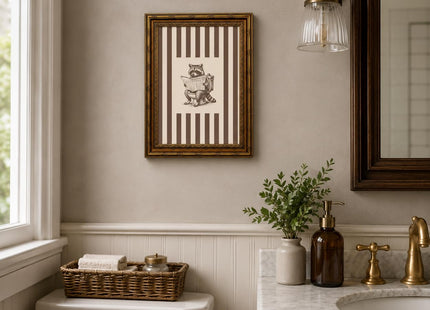 Camgariydan Raccoon Bathroom Framed Wall Art Funny Raccoon Wall Decor 9×11