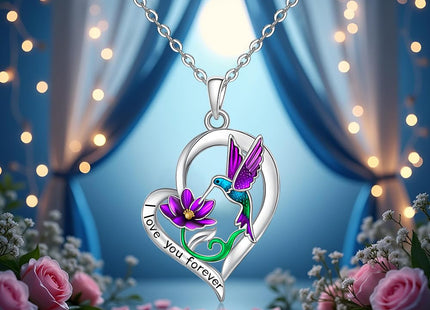 Hummingbird Necklace for Women Pendant Heart Hummingbird Necklace Jewelry