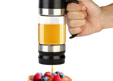 HOMKULA Glass Honey Dispenser No Drip, Maple Syrup Dispenser, 9 OZ