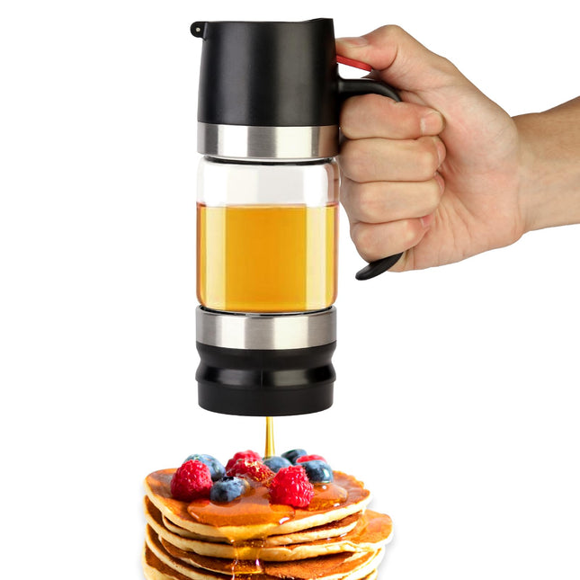 HOMKULA Glass Honey Dispenser No Drip, Maple Syrup Dispenser, 9 OZ