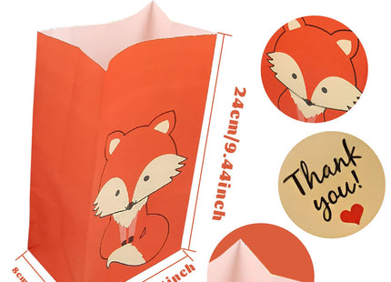 YYMYMGJ 24 Pack Fox Party Favor Bags Woodland Goodie Gift Bags for Fox Woodland Birthday Party Decoration supplies Baby Shower