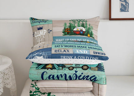 Feelyou Kids RV Camping Duvet Insert Twin Size, Happy Camping Comforter Set Boys Girls Lake House Bedding Set Farmhouse Trailers Camper Teens Bedroom Decor Bed Set 2Pcs