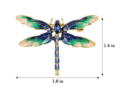 Gleamart Enamel Dragonfly Brooch Insect Animal Dragonfly Pins for Women Blue with Green