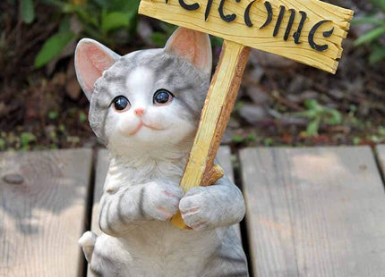 Garden Ornaments Outdoor Outdoor Garden Resin Maine Cat Welcome Card Ornaments Home Livingroom Figurines Crafts Balcony Villa Cafe Sculpture Decoration Garden Ornaments