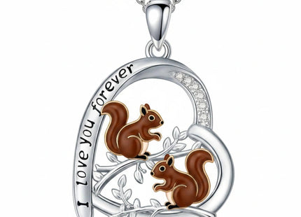 PROESS Mother Daughter Squirrel Necklace 925 Sterling Silver Squirrel Pendant Necklace Cute Animal Jewelry Gifts for Women