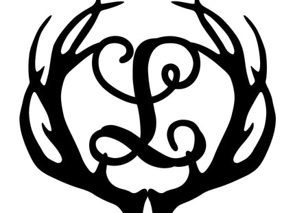 Deer Antler Script Initial Letter Rustic Home Decor Monogram Antler Sign