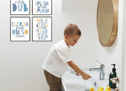 Locomiss Kids Bathroom Wall Art Decor Posters, Cute Blue Whale