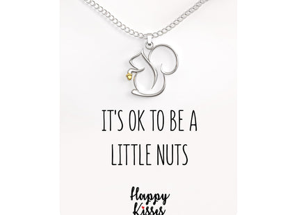 Happy Kisses Squirrel Necklace - Charming Squirrel Pendant with Funny Message Card - Ideal Squirrel Gift for Women, Peanut Lovers, and Wildlife Enthusiasts (ON CARD ONLY)