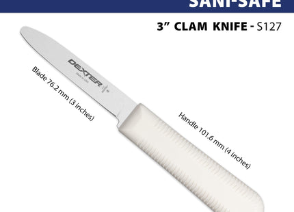 Dexter-Russell S127PCP Sani-Safe 3" Clam Knife, NSF, White Handle