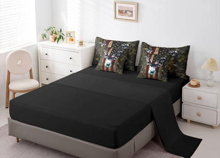 Feelyou American Flag Deer Cabin Comforter Set Full Size Kids Boys Girls