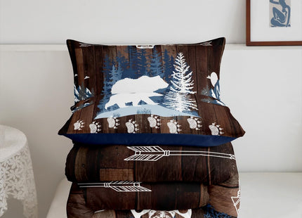 Feelyou Bear Cabin Wildlife Comforter Set Toddler Size Boys Bedding