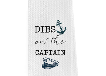 Geqtt Nautical Kitchen Hand Towel - Nautical Bathroom Decor, Ocean Themed Decorative Hand Towels for Bathroom, 16x24 Coastal Kitchen Towels, Dibs on The Captain