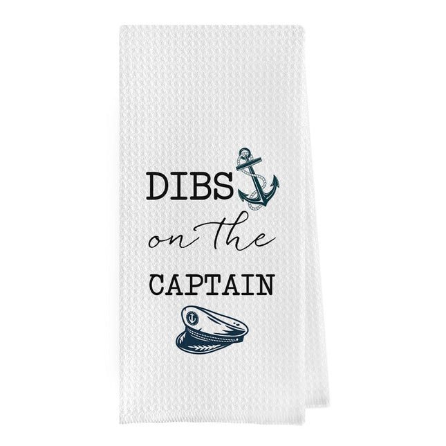 Geqtt Nautical Kitchen Hand Towel - Nautical Bathroom Decor, Ocean Themed Decorative Hand Towels for Bathroom, 16x24 Coastal Kitchen Towels, Dibs on The Captain