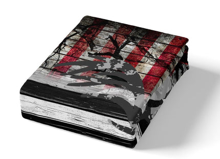 Feelyou American Flag Deer Antlers Bed Sheets Hunting Camping Sheet Set for Kids Boys Girls USA Flag Bed Set Tree Branch Bedding Sheets 1 Sheet Set with 2 Pillowcases Queen Size