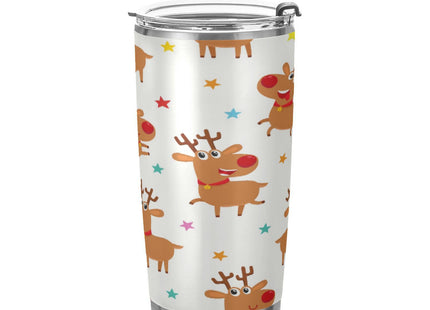 YETTASBIN Christmas Reindeer Tumbler with Straw Lid, 12oz Stainless Steel Tumbler Cup Double Wall Vacuum Insulated Travel Coffee Mug for Hot and Cold Drinks
