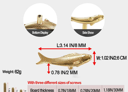 JSBWSFA 2PCS Goldfish Cabinet Knobs, Animal Knobs Gold Cabinets and Drawers Knob for Cupboard Gold Drawer Knob Metal Dresser Handle Bedroom Living Room Bathroom (Fish)