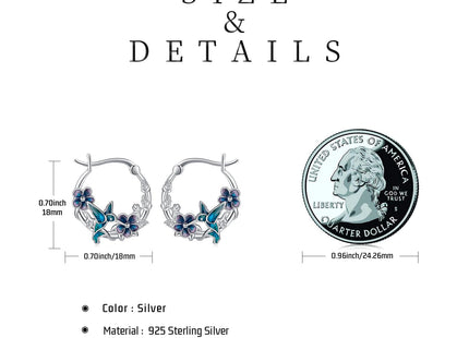 JUSTKIDSTOY Hummingbird Earrings for Women Girls 925 Sterling Silver Bird Flower Hoop Earrings Jewelry Hummingbird Graduation Gifts for Daughter Her