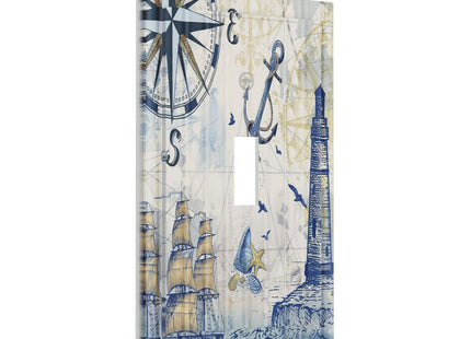 Spshian Nautical Ocean Sailboat Lighthouse Anchor 1 Gang Light Switch Covers Single Toggle Wall Plate Decorative Switchcover Electrical Switchplate for Kitchen Bathroom Bedroom Decor