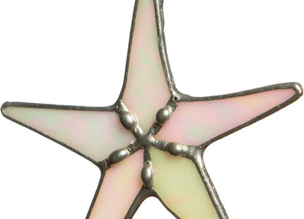Stained Glass White Pearl Starfish Suncatcher, 3 in Home Decor, Mom Gifts