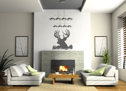 Deer Head Silhouette Buck Hunting Vinyl Wall Decal Sticker Art, Home Decor, Mural
