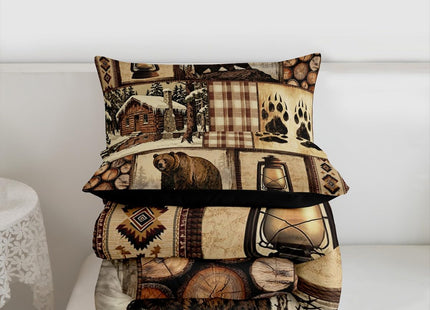 Feelyou Bear Comforter Set Toddler Size Wildlife Hunting Bedding Set for Kids Boys Girls Rustic Cabin Duvet Quilt Farmhouse Bedroom Decor Microfiber 2 Pcs with 1 Pillow Cases