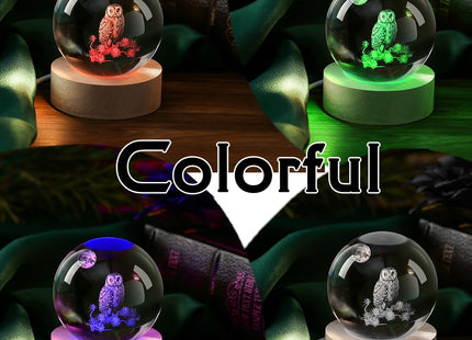 IFOLAINA 3D Owl Crystal Ball 60mm Owl Gifts for Women Birthday Holidays