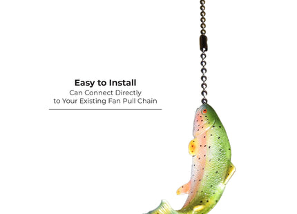 Rivers Edge Products 12" Ceiling Fan Pull Chain Extender - Pull String Extension for Light Fixture - Decorative Poly Resin Switch Chains - Fishing Home Decor for Bedroom, Kitchen,