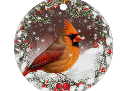 Oldchi Female Cardinal Lovers Ceramic Christmas Ornament, Ornaments for Christmas Tree - Hanging Decoration, Cardinal Lovers Gift, Christmas Ornament Idea for Farmer