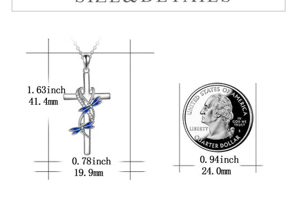 POPLYKE Dragonfly Cross Necklace for Mother Daughter 925 Sterling Silver Dragonfly Pendant Necklace for Sister Butterfly Jewelry Gifts for Grandma