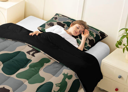 Green Camouflage Bedding Set King Size,Army Camo Dinosaur Comforter Set with 2 Pillowcases,Wildlife Animals Dino Bed Quilt,Rustic Cabin Farmhouse Quilt Sets Home Decor,Women Men Birthday Gift