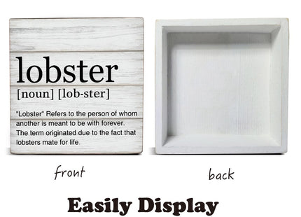 Lobster Definition Decor Lobster Definition Wooden Box Sign Rustic Desk Decorative Wooden Sign Home Decor for Desk Table Shelf 5 x 5 Inches
