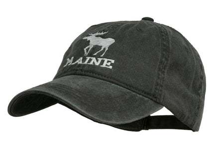 e4Hats.com Maine State Moose Embroidered Washed Dyed Cap Black