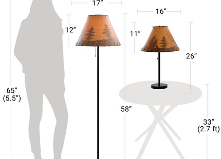 Catalina Lighting Rustic Cabin Lodge 3-Piece Table & Floor Lamp Set, LED Bulb NOT Included, 58", Forest Print, Set of 3