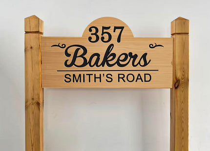 Personalized Outdoor Wood Decor Custom Family Name Wood Cabin Sign with Posts Engraved Wooden Address Sign Outdoor Camping Signs Housewarming Gift