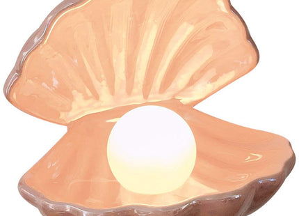 IMIKEYA Shell Pearl Light, LED Ceramic Pearl in Shell Night Light Desktop Portable Ocean-Inspired Seashell Lamp for Bedroom Home Decor, Pink