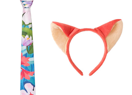 2 PCS Fox Costume Accessories Fox Ears Hairband Fox Necktie Halloween Cosplay Party Costume